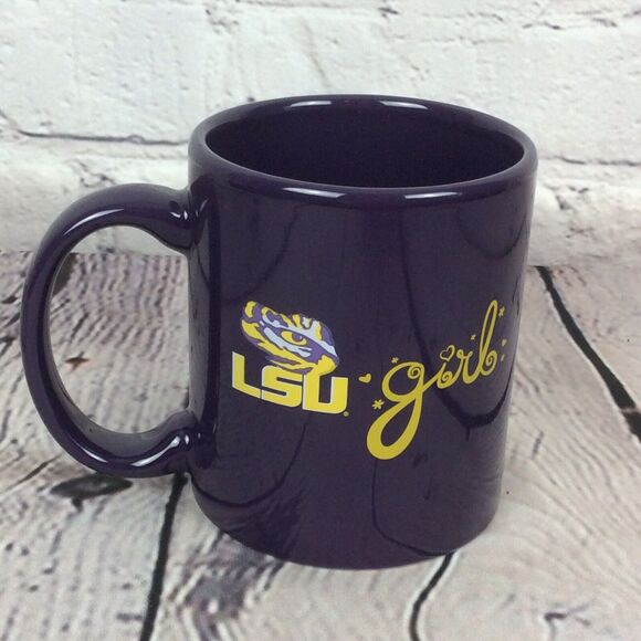 NCAA LSU Tigers Coffee Cup Mug “LSU girl” Purple/Gold Team Spirit Tailgating Fan - Picture 3 of 5